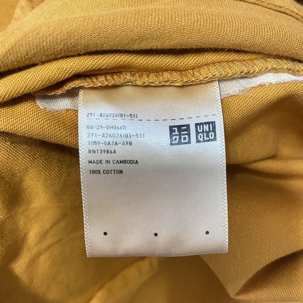 Uniqlo U Dress Womens Small Orange Denim Long Sleeve Drawstring Cotton Pockets